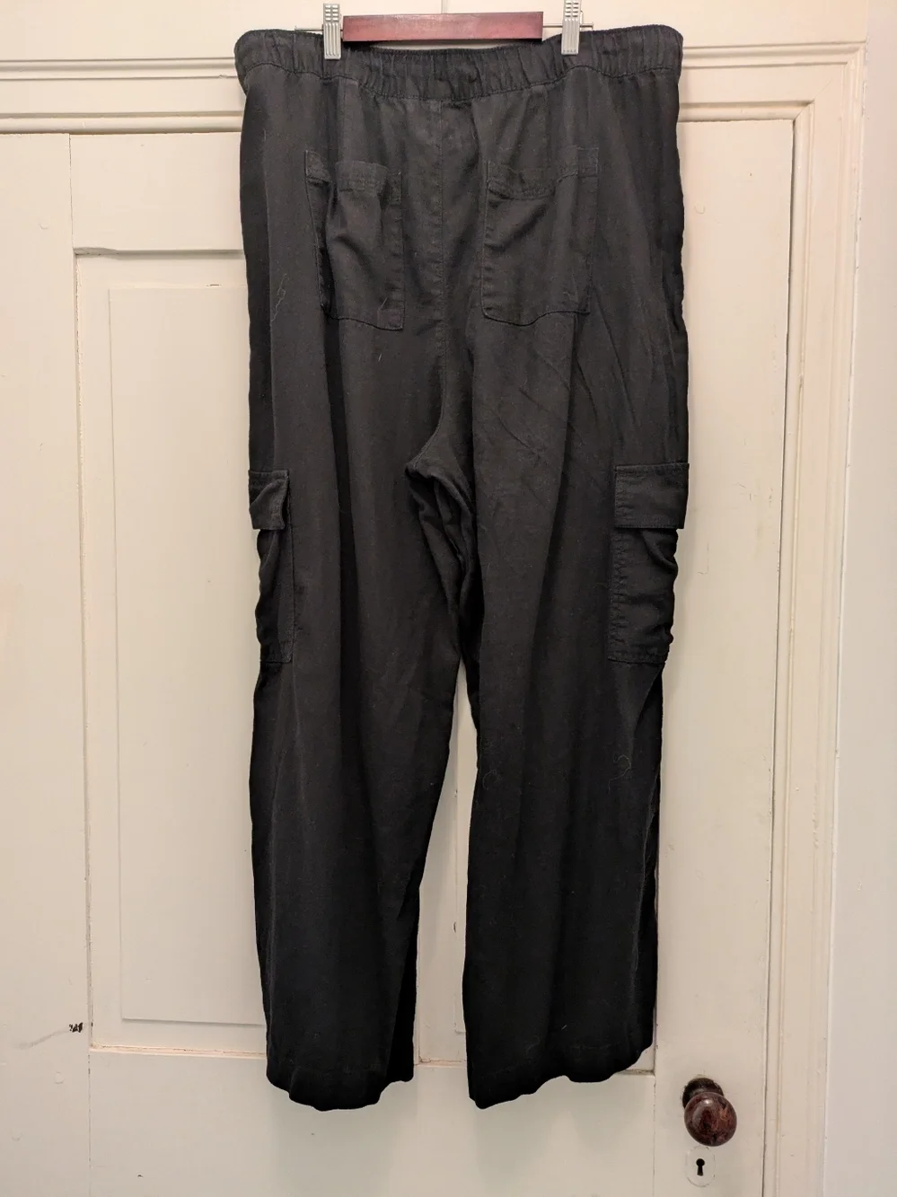 GAP Black Linen Wide Leg Cargo Pants- XL - Picture 2 of 6